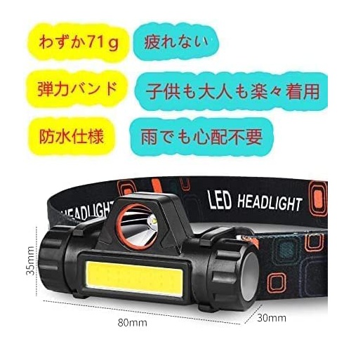  라이프 패션 충전식 LED 헤드라이트 USB 소형 경량 고휘도 300루멘 4세트