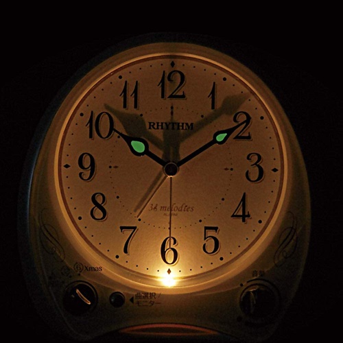  RHYTHM 시계 멜로디 포함 연속 초침 13.6×13.5×7.9cm 8RM400SR03
