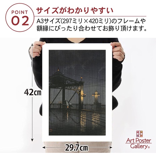  카와세 바스이 포스터 도쿄 20경 신오하시 A3 사이즈 인테리어 벽지용