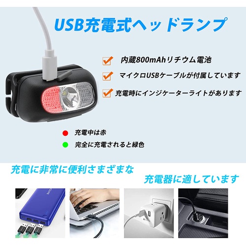  USB 충전식 고휘도 LED 헤드라이트 500루멘 제스쳐 센서 60° 각도 조절 경량 IPX4 방수 