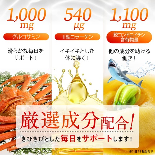  FINE JAPAN 콘드로이틴 & 글루코사민 1,000mg 사메콘드로이틴 함유물 1,100mg 100일분 2세트