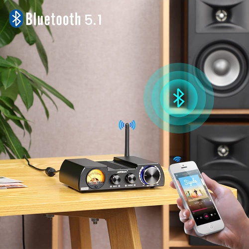  AIYIMA A08 PROTPA3255 파워 앰프 Bluetooth 5.0 UV 미터 포함 300W + 300W HiFi 클래스