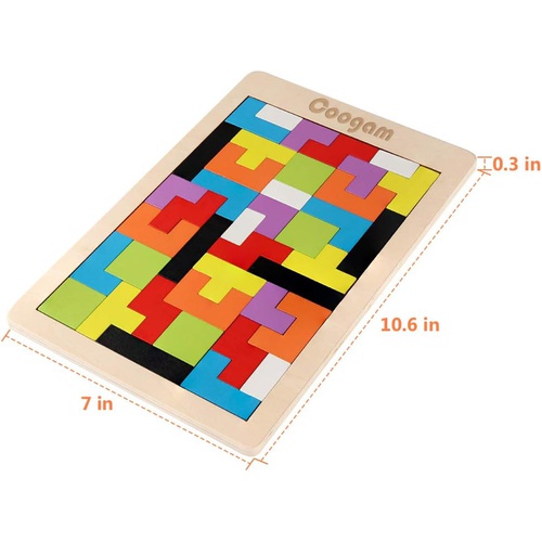  Coogam  목제 블록퍼즐 완구 텅소 지능 컬러풀 3D 러시안 블록 게임