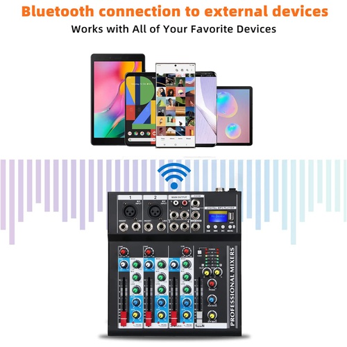 Depusheng HT4 Bluetooth 호환 프로페셔널 휴대용 디지털 DJ 콘솔 W/USB 4채널 믹서기 