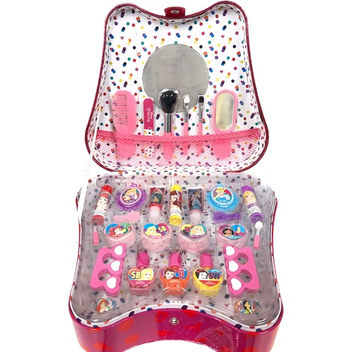  Disney Princess 운반 가능한 미러가 달린 화장품 30종 세트 스티커 포함 어린이용