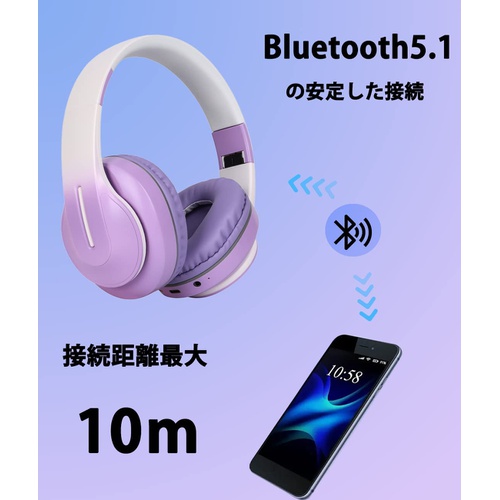  GHDVOP 헤드폰 Bluetooth 5.1 그라데이션 유선 무선 겸용 40mm HD 드라이버