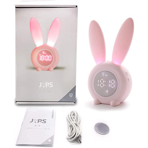  JYPS 토끼 알람 어린이 탁상시계 나이트 라이트 온도표시