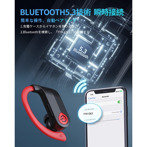  Kinganda Bluetooth 5.3 무선 스포츠 이어폰 마이크 내장 CVC8.0 노이즈 캔슬링 
