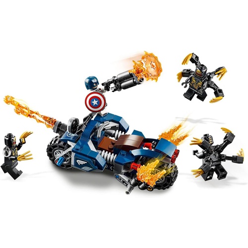 LEGO 슈퍼 히어로즈 캡틴 아메리카 아웃 라이더 공격 76123 블록 장난감 