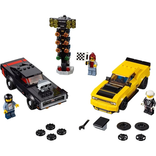  LEGO 2018 닷지 챌린저 SRT 데몬과 1970 닷지차저 R/T 75893 블록 장난감 
