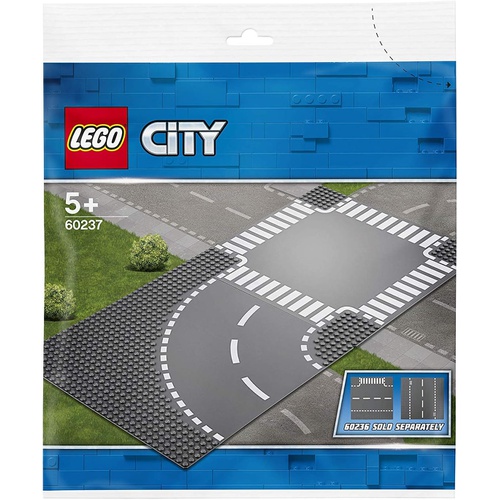  LEGO 시티 로드플레이트 커브와 교차로 60237 블록 장난감