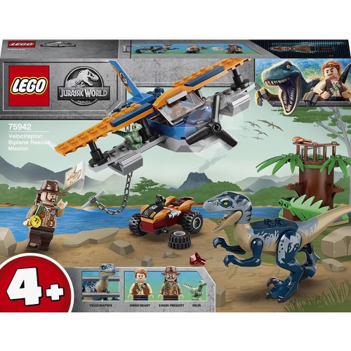  LEGO 쥬라기 월드 벨로키랍토르 하늘의 구조 미션 75942 블록 장난감 