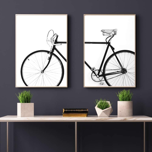  Modern Black and White 아트 포스터 북유럽 멋진 A3 2장 자전거 로드바이크 그림