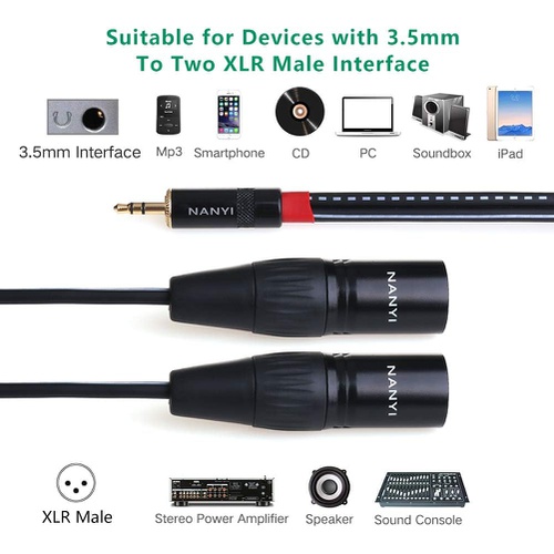  NANYIXLR 3.5mm 스플리터 케이블 TRS 스테레오 상호접속 오디오 마이크 케이블