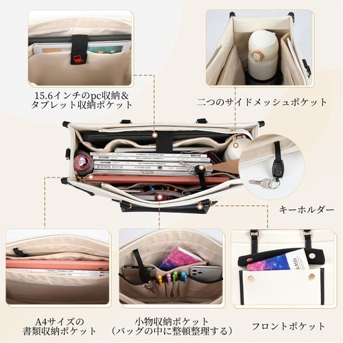  NUBILY 비즈니스백 여성 토트백 대용량 PC 15.6인치 수납 통근 가방 