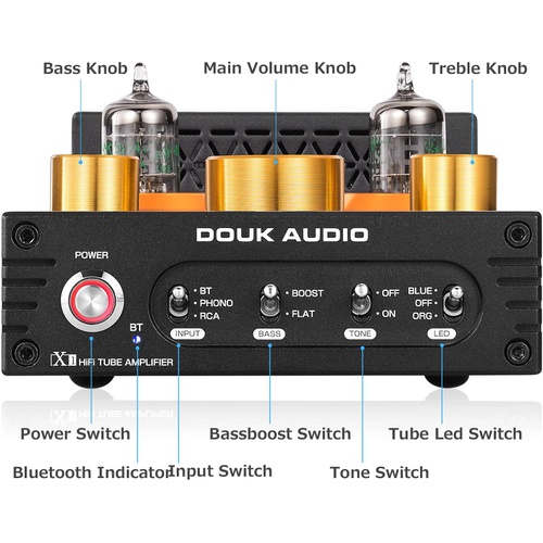  Douk Audio X1 GE5654 블루투스 5.0 진공관 앰프 턴테이블용 320W TDA7498ENE 5532