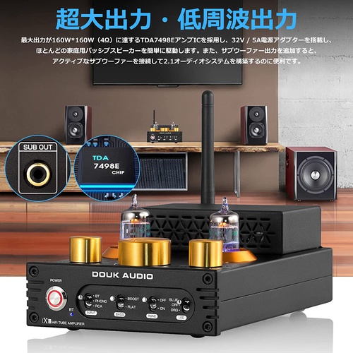  Douk Audio X1 GE5654 블루투스 5.0 진공관 앰프 턴테이블용 320W TDA7498ENE 5532