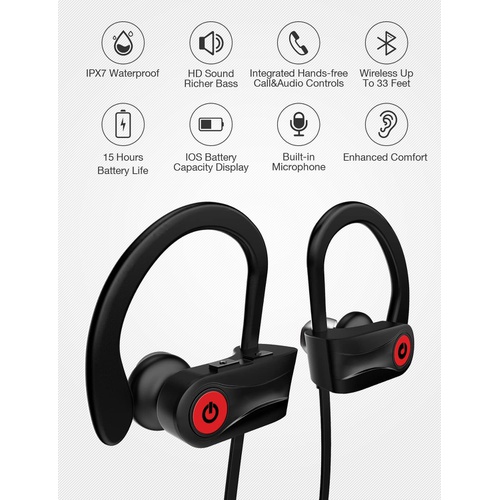  Otium Best Bluetooth 헤드폰 ipx7 방수 스포츠 이어폰 스테레오 노이즈 캔슬링 