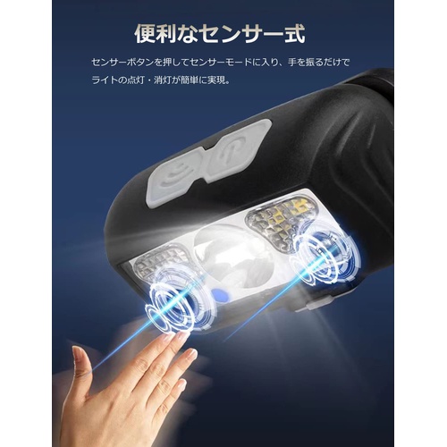  SHINYO 초경량 LED 헤드 라이트 USB 충전식 고휘도 5개 점등 모드 센서 기능 포함