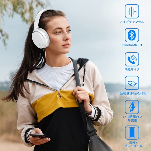  Srhythm NC35 노이즈 캔슬링 헤드폰 Bluetooth 5.3 오버이어형 초경량 마이크 포함 접이식 중저음