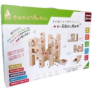 tanoshimu 교육 완구 쌓기 놀이 장난감 구슬 굴림 목제 블록 입체 퍼즐 슬로프토이