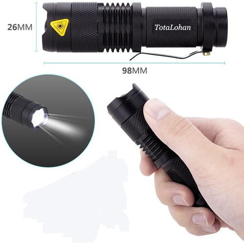  TotaLohan 초소형 고휘도 LED손전등 5세트 방재 방범 낚시 Q5 LED 핸디 라이트 줌 기능 포함