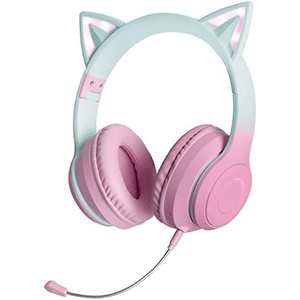 GHDVOP 고양이 귀 헤드폰 Bluetooth 5.1 유선무선겸용 LED부착 