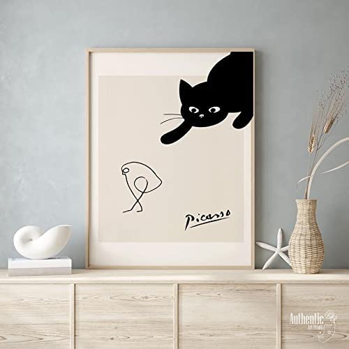  Art Room HORIZON 피카소 아트 포스터 고양이와 새 일러스트 42×30cm