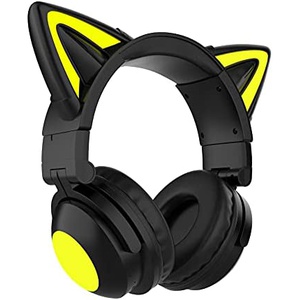 Absdefen 고양이 귀 이어폰 헤드셋 Bluetooth 5.0 유선 무선 양용 3.5mm 접이식