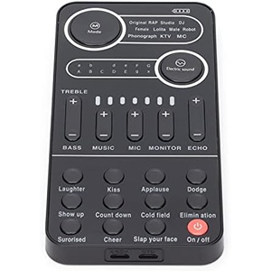 Dpofirs 13가지 효과음 라이브 사운드 카드 IOS 안드로이드용 블루투스 DJ 오디오 믹서