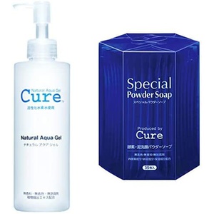 Cure 내추럴 아쿠아젤 250g & 효소 세안 Special Powder Soap Cure 0.6g × 35포 