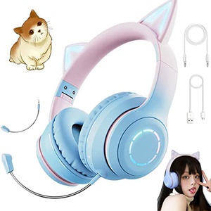 고양이 귀 헤드폰 Bluetooth 5.1 게이밍 헤드셋 유선/무선 겸용