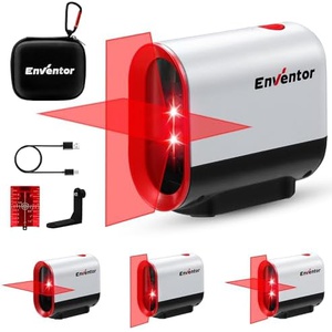 ENVENTOR 레드 레이저 수평기 360° 회전 수평 및 수직 포인트 USB 충전식 