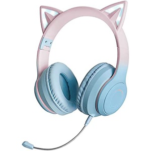 GHDVOP 고양이 귀 무선 헤드폰 LED 포함 마이크 포함 접이식