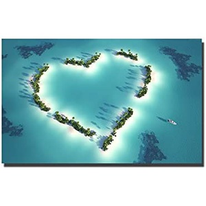 ART 아트패널 푸른바다 하와이 풍경 하트 캔버스 60x40cm 인테리어 그림