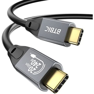 BTBIC Type C to Type C USB 3.2 케이블 20Gbps 전송 240w 급속 충전 4K@60Hz 영상 출력