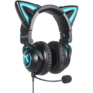 Yowujp LED 포함 고기능 고양이 귀 헤드폰 Bluetooth 5.0 aptX 저지연