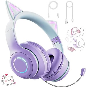 고양이 귀 헤드폰 Bluetooth 5.1 게이밍 무선 헤드셋 유/무선 겸용