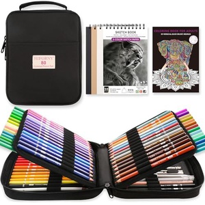 HIFORNY 80색 색연필 세트 성인용 스케치북 포함 색칠놀이