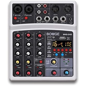 BOMGE 4채널 16DS Pdj 오디오 사운드 믹서 인터페이스 믹싱 콘솔 가라오케 MP3 USB 블루투스