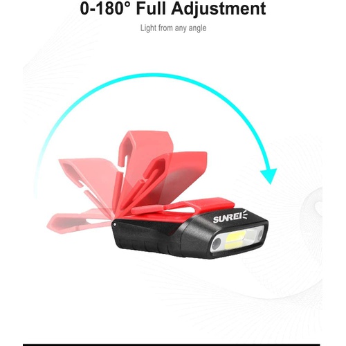  Sunrei H100 Max 100루멘 LED 헤드라이트 클립식 180° 각도 조절 3단계 전환 방수