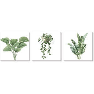 7Fisionart 녹색 잎 식물 아트 패널 장식 그림 포스터 인테리어 벽장식 30*30cm 3pcs