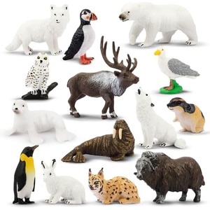 TOYMANY 14PCS 미니 북극 동물 피규어 세트 리얼 동물 모형 