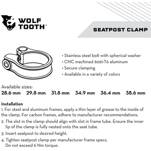  Wolf Tooth Seatpost Clamp 36.4mm 자전거 용품 