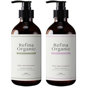 Refina Organic 샴푸 트리트먼트 각500ml 논실리콘 천연유래 무첨가 촉촉 고보습