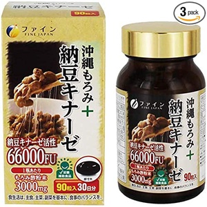 FINE JAPAN 낫토키나제 모로미 식초 분말 함유 2200FU 90알 3세트