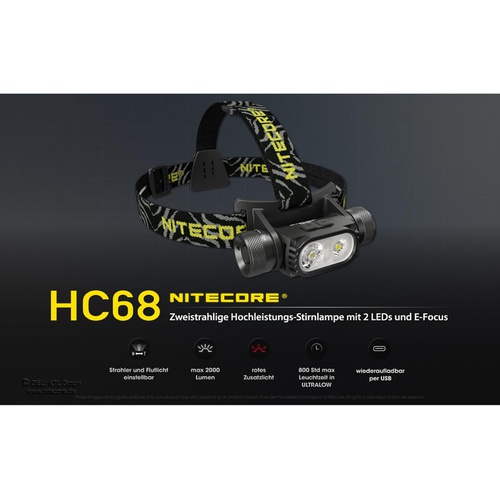  NITECORE HC68 USB 충전식 LED 다용도 헤드램프 광각라이트