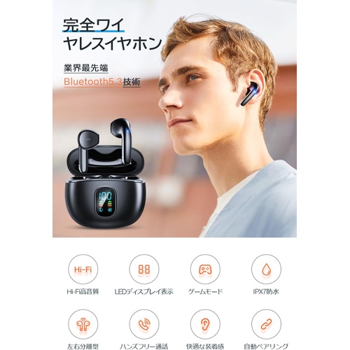  NIYUO Bluetooth5.3 이어폰 자동페어링 Hi-Fi음질 