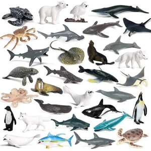 AAGWW 해양 동물 모형 미니 상어 돌고래 게 펭귄 북극 동물 세트