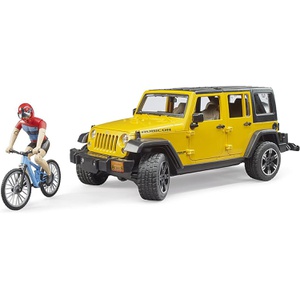 Bruder Jeep Rubicon & 산악 자전거 피규어 포함 BR02543 장난감